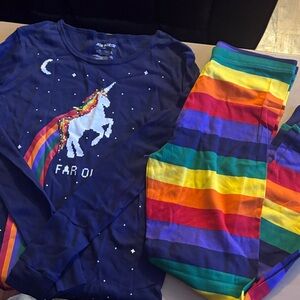 Kids Pajama Set - Navy and Rainbow